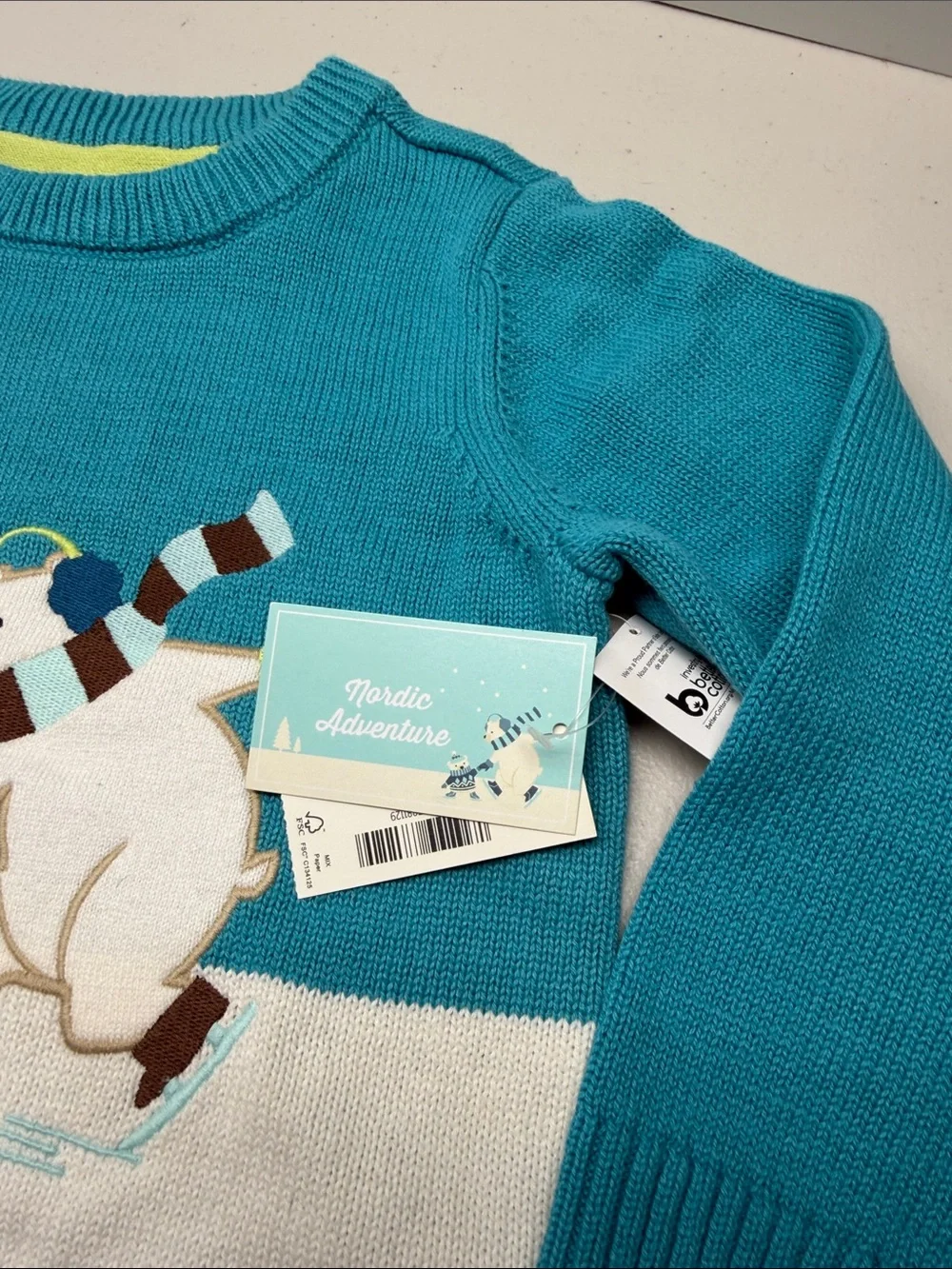 Gymboree Teal & White Ice Skating Polar Bear Sweater